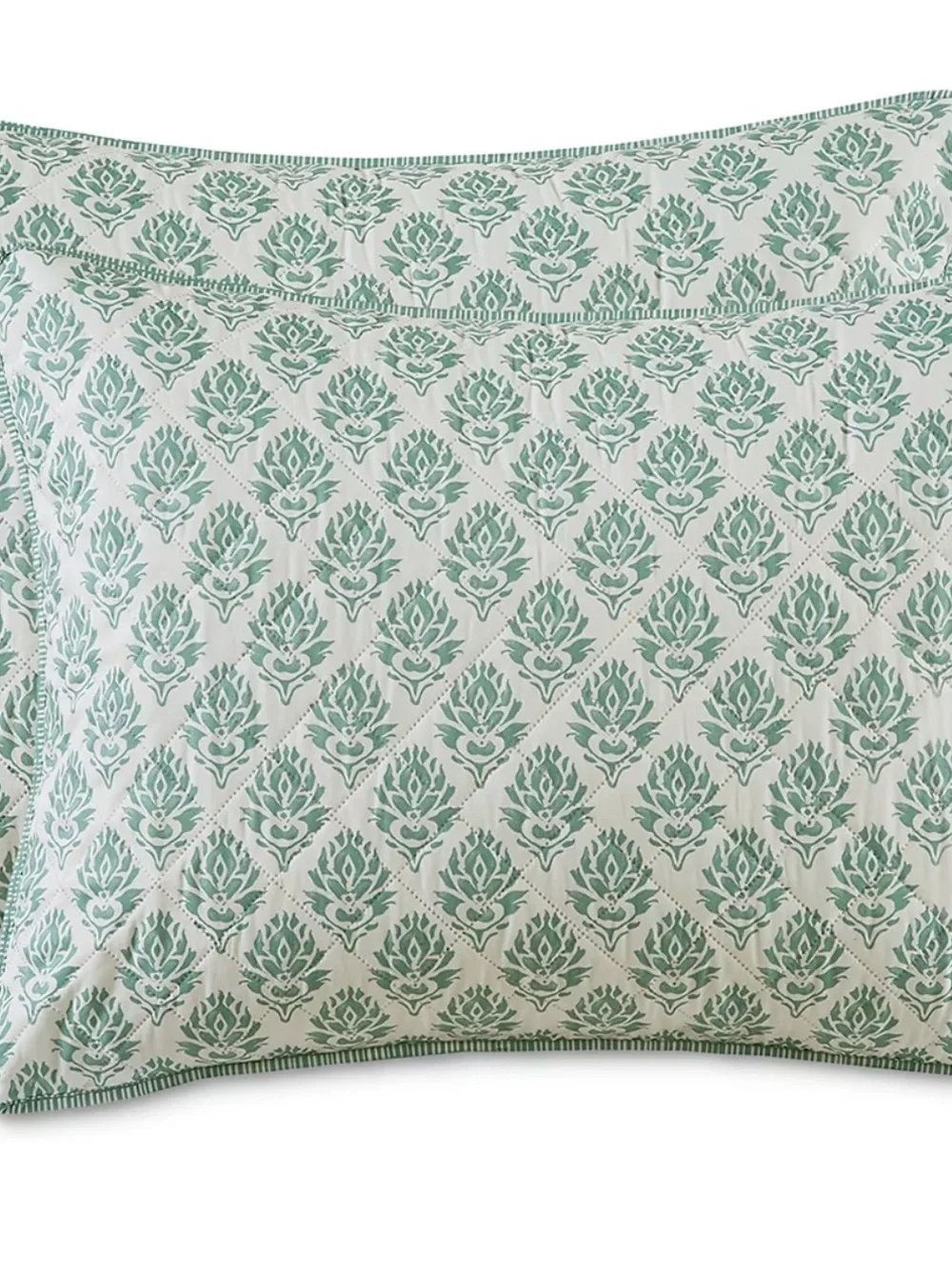 Addison Park Green & White Printed 4pc Quilted Bedding Set New